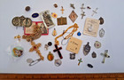 NICE Lot Vintage Religious Jewelry Wear Untested Silver Tone Some Signed Rosary — photo 2
