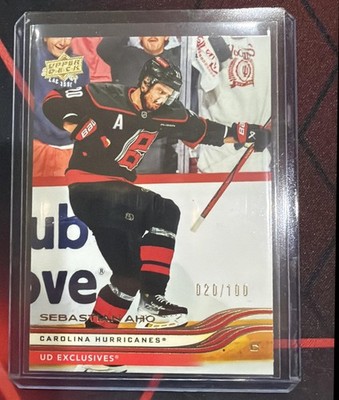2025-26 Upper Deck Series 2 Sebastian Aho #281 Exclusives 20/100 Hurricanes