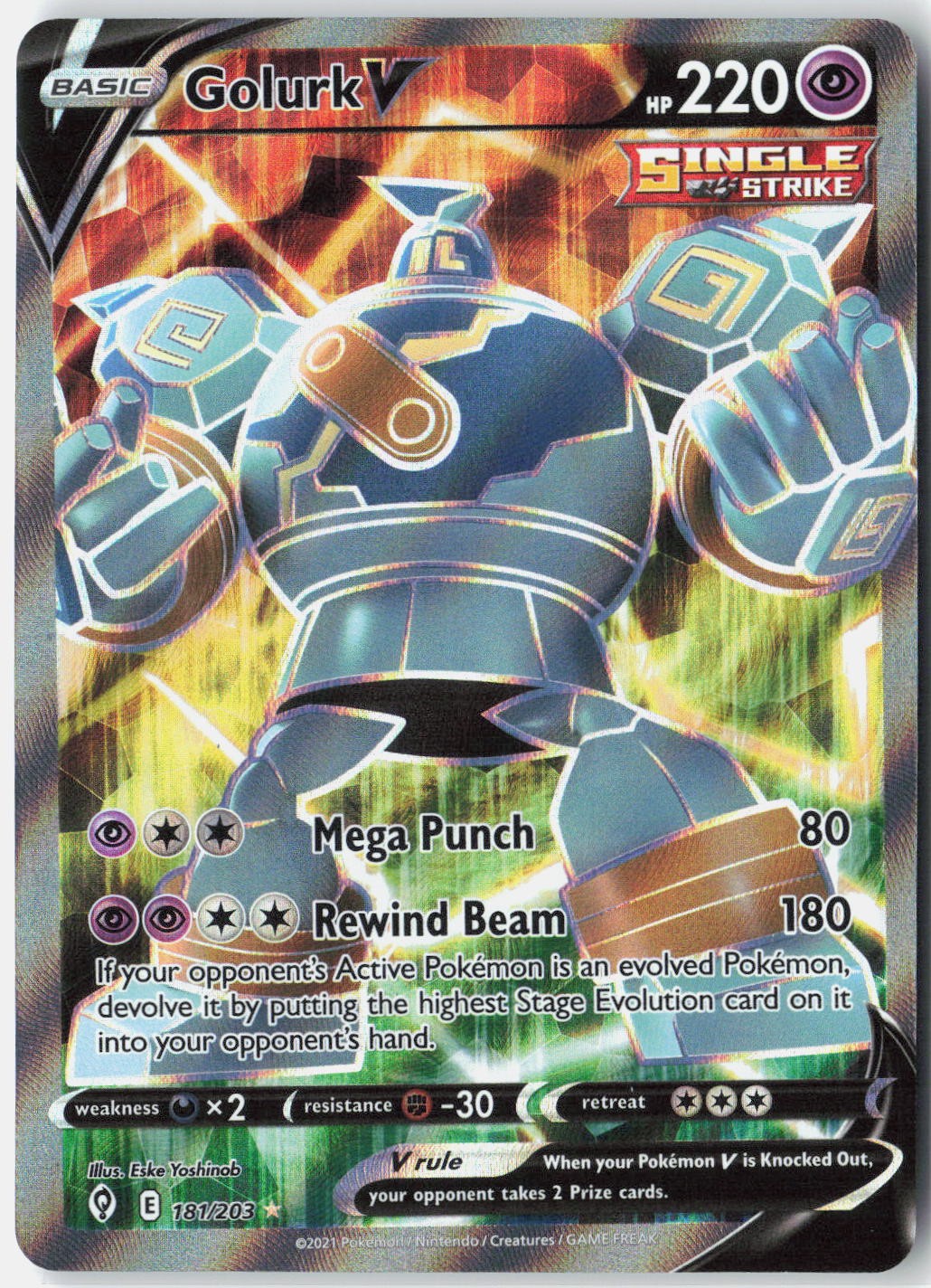 SWSH07: Evolving Skies #181/203 Golurk V (Full Art)
