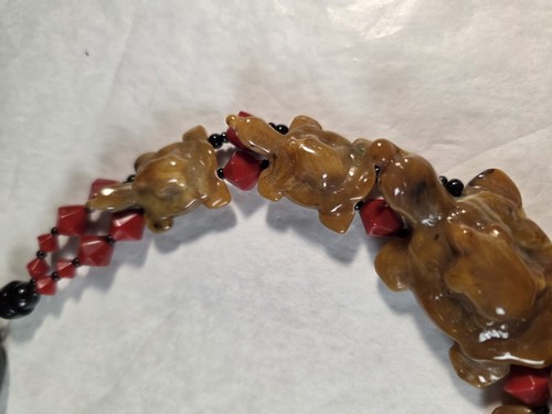 Fiocchi Italy Statement Necklace Carved Graduated Turtles 18" - Picture 5 of 11