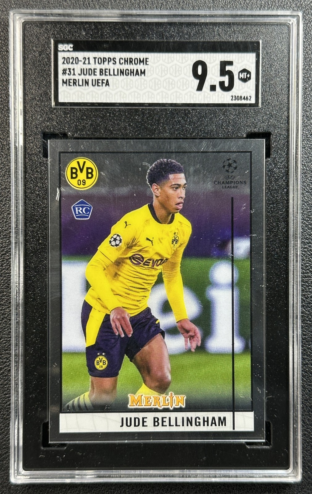 JUDE BELLINGHAM SGC 9.5 2020-21 TOPPS MERLIN CHROME UCL #31 ROOKIE RC 462