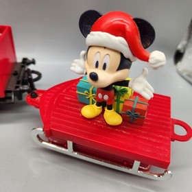 Disney Mickey Mouse Christmas Train 3pc Engine Gondola Sled Red Toy Holiday