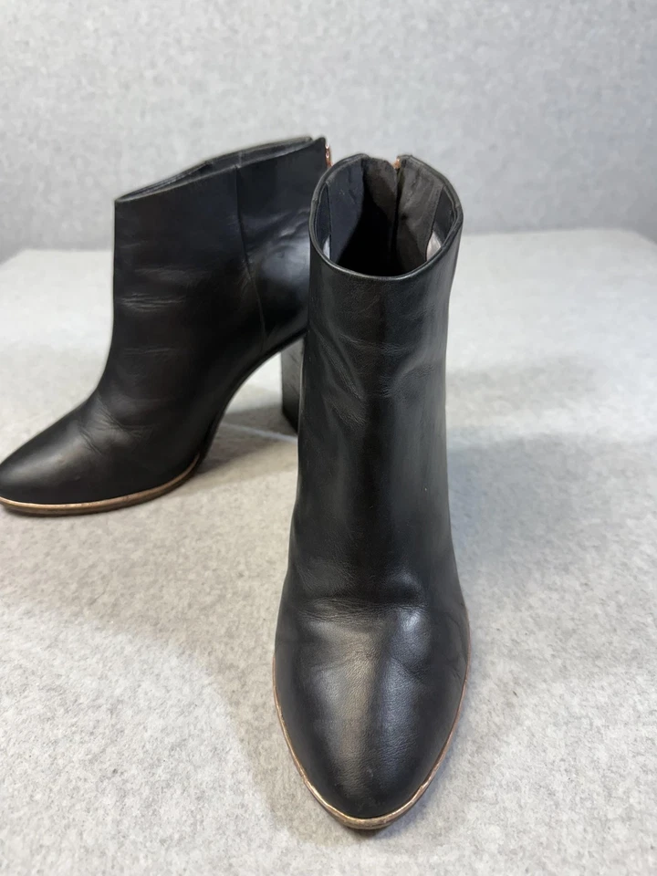 Ted Baker ботинки женский размер 40 черный кожаный каблук ботинок цветочный подкладка - Изображение 3 из 4