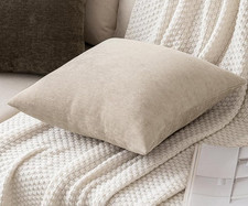 1 Throw Pillow Cover Neutral Beige Chenille 20x20 Hidden Zip NEW