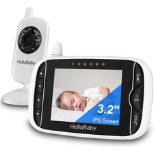 HelloBaby Video Baby Monitor with Camera and Audio, 3.2Inch LCD Display, Infr...