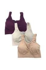 Rhonda Shear 3pk Cotton Blend Ahh Bra w/ Lace Inset Purple