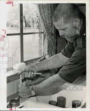 1975 Press Photo Jerry Todd Works on Leaky Faucet with Seat Wrench - hpa44641