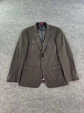 John Varvatos USA Suit Jacket 42 R Taupe Polyester Rayon Plaid Designer Sport