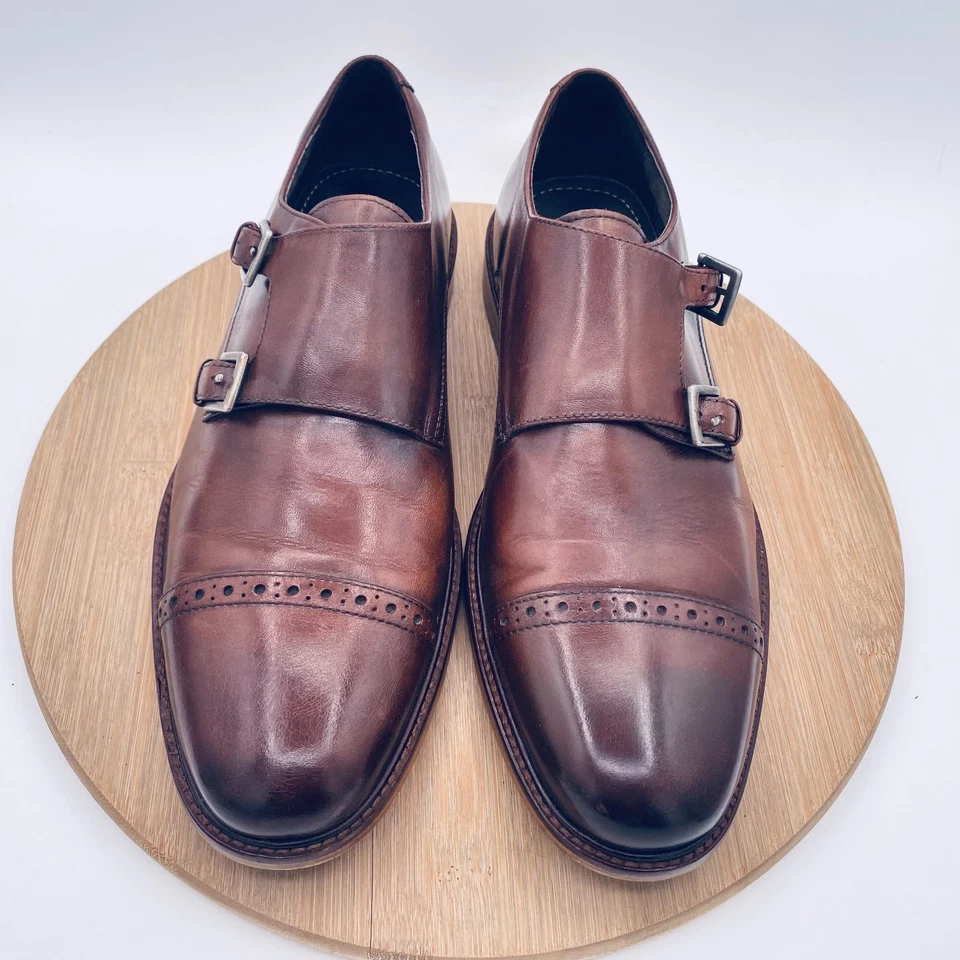 Туфли мужские Joseph Abboud 10 коричневые кожаные с двойным ремешком Monk кепка Oxford - Изображение 2 из 4