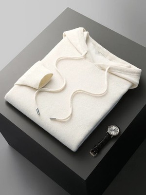 Cashmere Hoodie Sweater Merino Wool Hooded Pullover Knitwear Jumpers