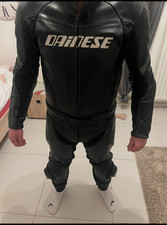 Dainese Lederkombi Zweiteiler, Schwarz Grau 5...