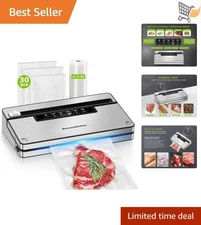 Vacuum Sealer Machine Stainless Steel 5 Modes with 30 Bags Roll Kitchen Storage