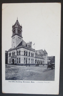 Post Office Building Worcester MA Unposted UDB Postcard