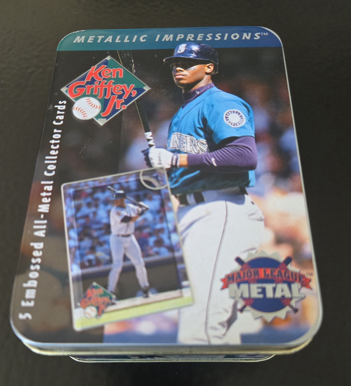 1996 Metallic Impressions Ken Griffey Jr Tin Box