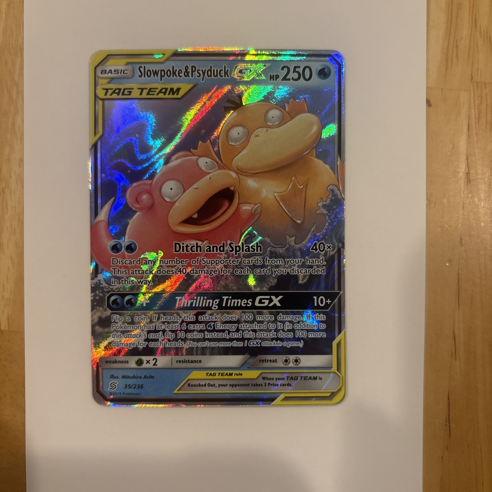 Pokemon Sun and Moon Unified Minds Slowpoke Psyduck GX Tag Team 35/236 NM