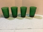 Vintage Anchor Hocking Forest Green Sandwich Glasses (4) 8 oz. 4" Mid Century