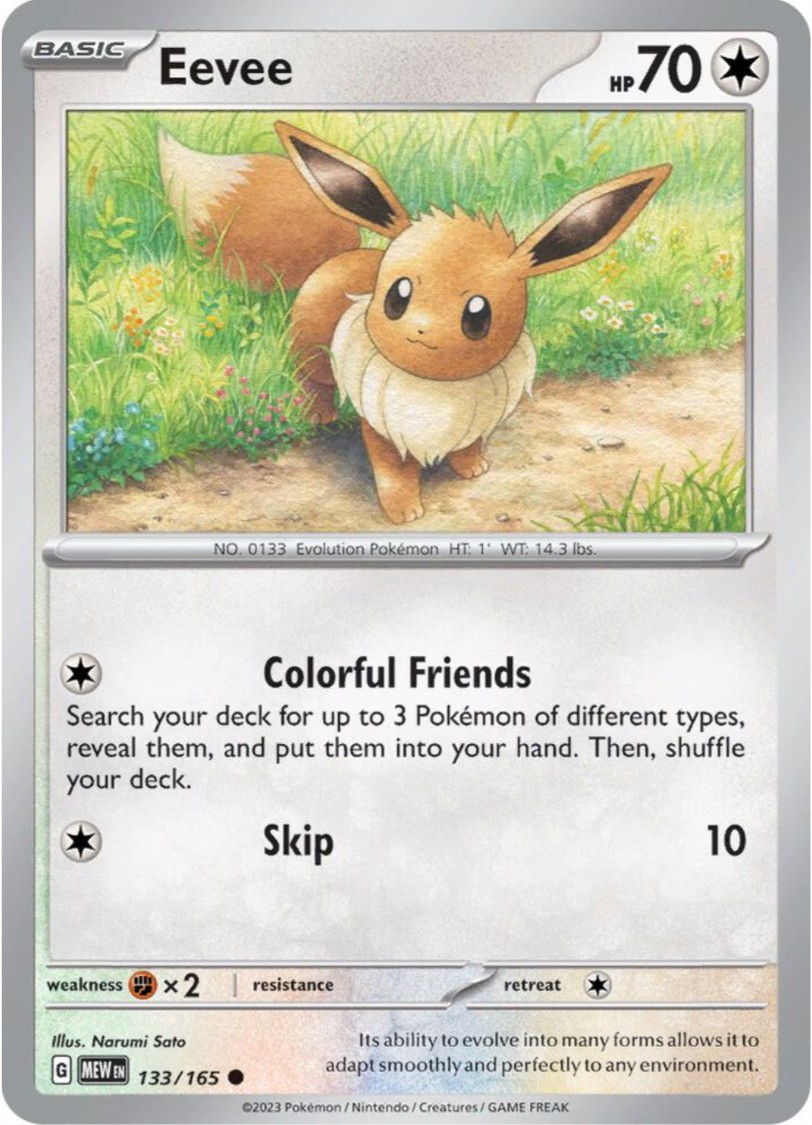 Eevee 133/165 Common Scarlet & Violet 151 Mint Pokémon Card