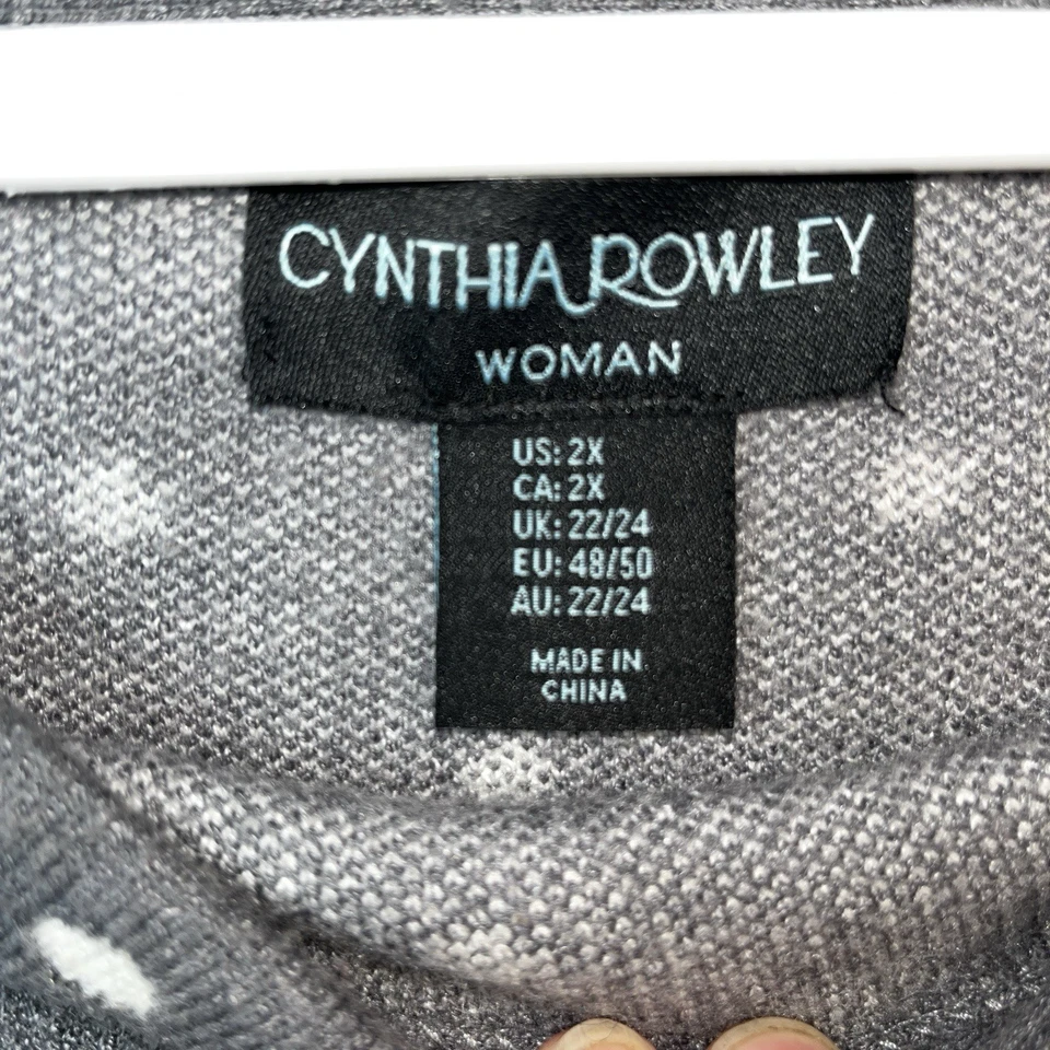 Suéter para mujer Cynthia Rowley talla 2X lunares maduro suave manga 3/4 puños Foto 3 de 4