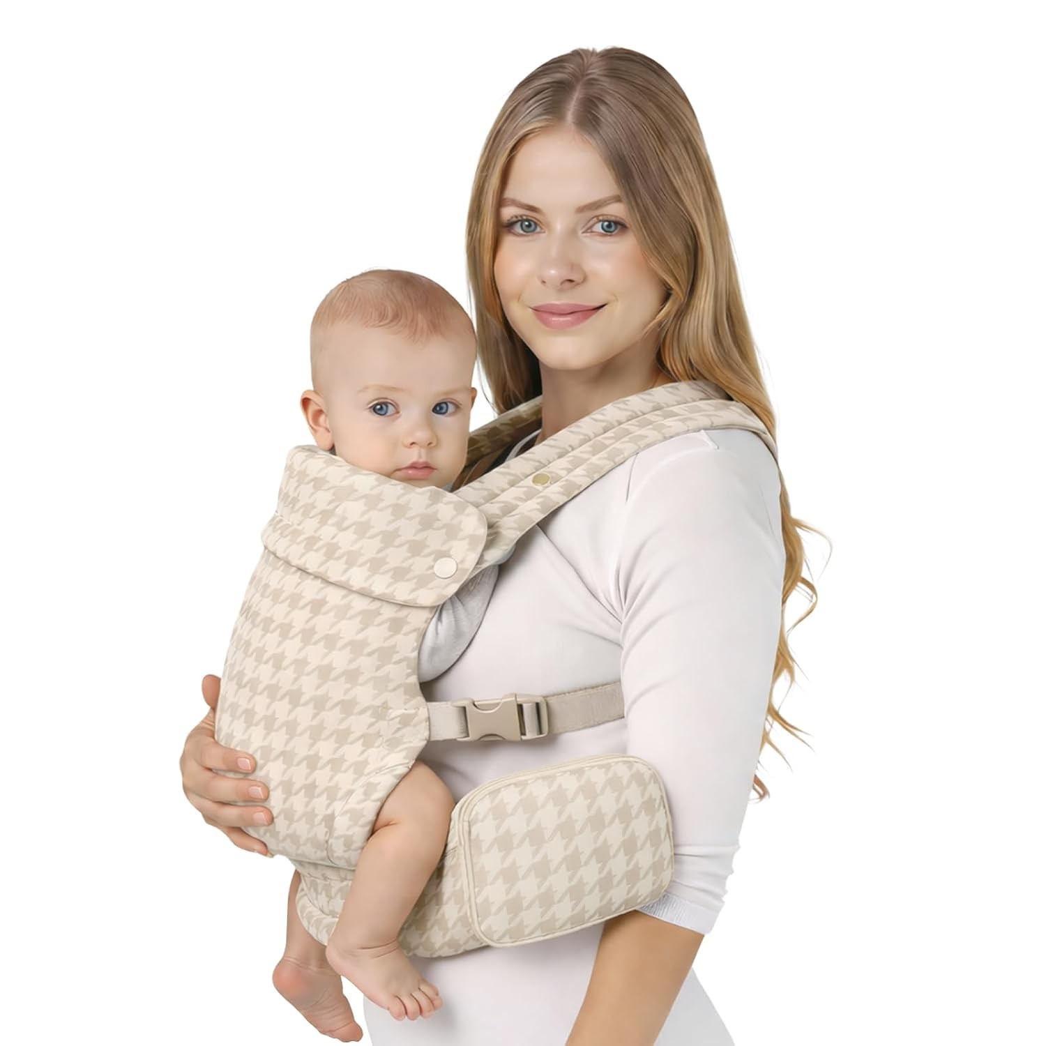 Beige Houndstooth Infant Carrier 0 36 Months Ergonomic Head