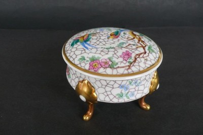 Pirkenhammer Porzellan Deckeldose, rund,,Original Historical Pattern