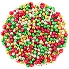 1500 Pcs Christmas Beads for Jewelry Making - 6mm Red, Green, Gold  Silver R...