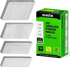 meite 16 Gauge Finish Nails 20 Degree Angled 4-Sizes Assorted Set Galvanized