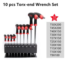 10x T Handle Wrench Set Torx Star Key 2 Drive Ends Auto Bike Repair Tool T9-T50