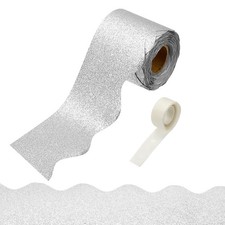 Glitter Bulletin Board Borders, 32.8ft Silver Border
