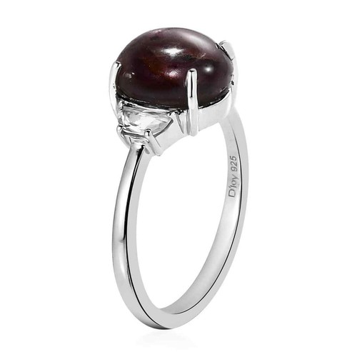 5.65ctw Star Ruby & Zircon Ring Platinum Plated Sterling Silver Size 8 - Picture 4 of 6