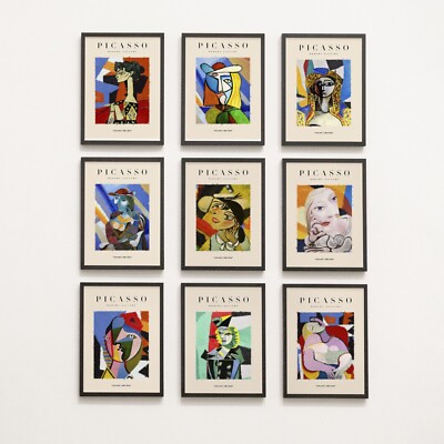 Picasso Drucke, 9er Set Drucke | Neutral Beige Wandbilder, Picasso Poster