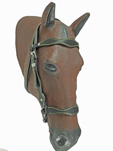 Paso-Fino-Show-Headstall-Double-stitched-w-Yellow-Thread-and-S-S-Hardware