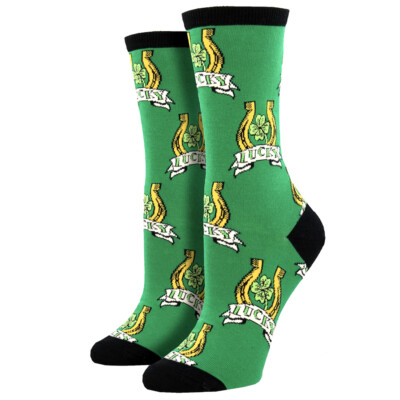 Socksmith Women's Crew Socks Luck of the Irish St. Patrick's Day Shamrock Green