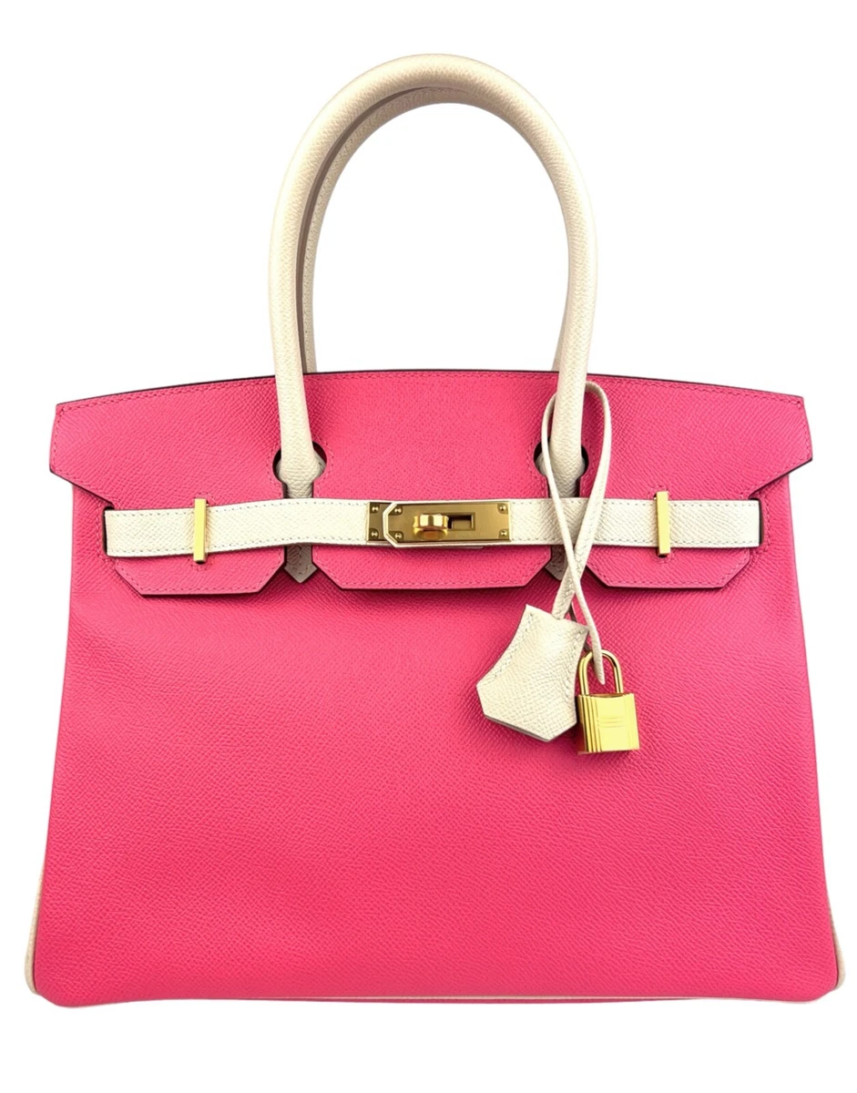 Hermes Birkin 30 Special Order Pink Rose Azalee Craie Beige White