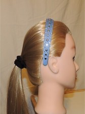 Ladies Girl's Rhinestone/Rhinestud Faux Suede Blue Hairband "New"