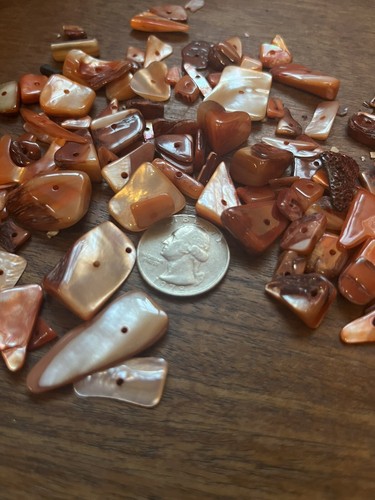 Exact Lot Vintage Large Iridescent Shell Red Assorted Beads  New old Stock