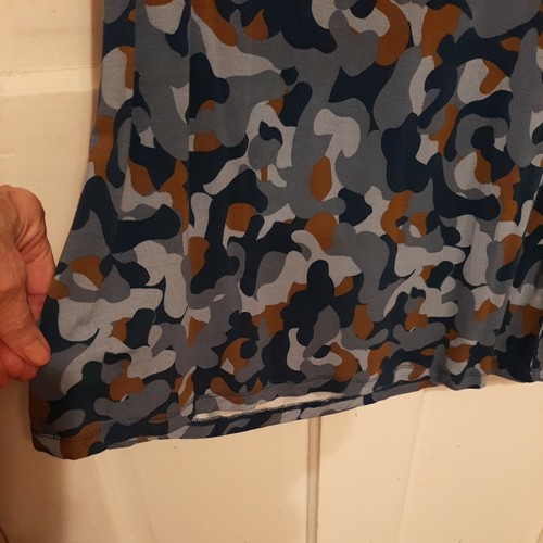 Size Small Blue Camo Tan Tank Tunic Logo by Lori Goldstein QVC Rayon Spandex - Picture 5 of 12