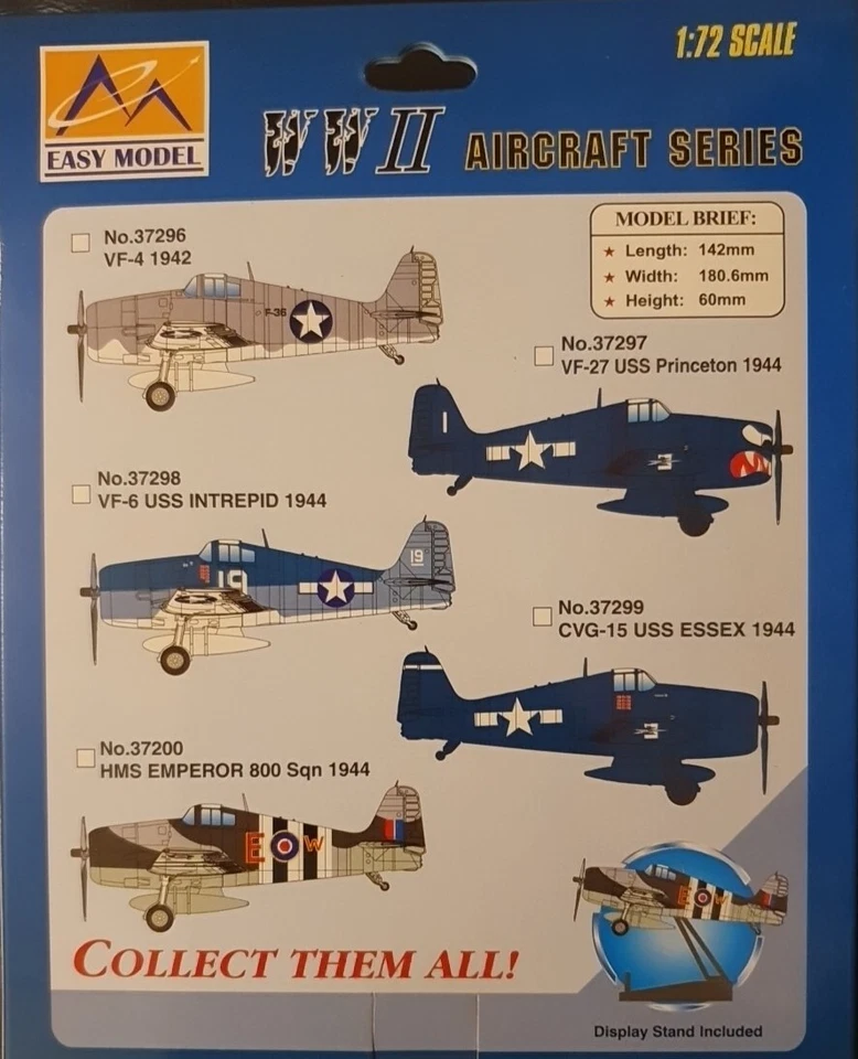 Easy Model Assembled Aviation Model 37298 F6F Hellcat VF-6 USS Intrepid 1.72 - Image 4 of 4