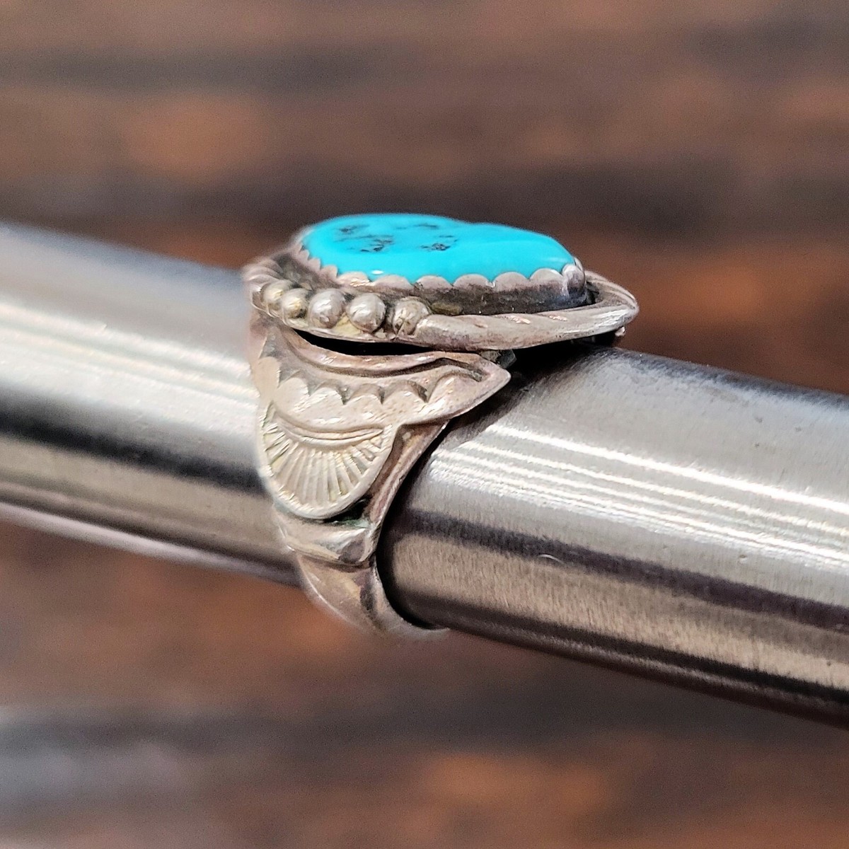 RB Hallmark Ring Turquoise Sterling 925 Unisex 8.5 Vintage