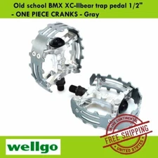  Wellgo Old school BMX XC-IIbear trap pedal 1/2"  - ONE PIECE CRANKS - Gray