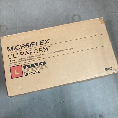 3,000 Large Gloves - MicroFlex UltraForm Powder-Free Nitrile UF-524-L - Exp 9/25