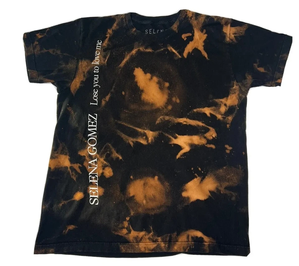 Selena Gomez Bleached Distressed T-shirt Large Rare Black Copper Soft Pop Queen  - Image 3 of 4