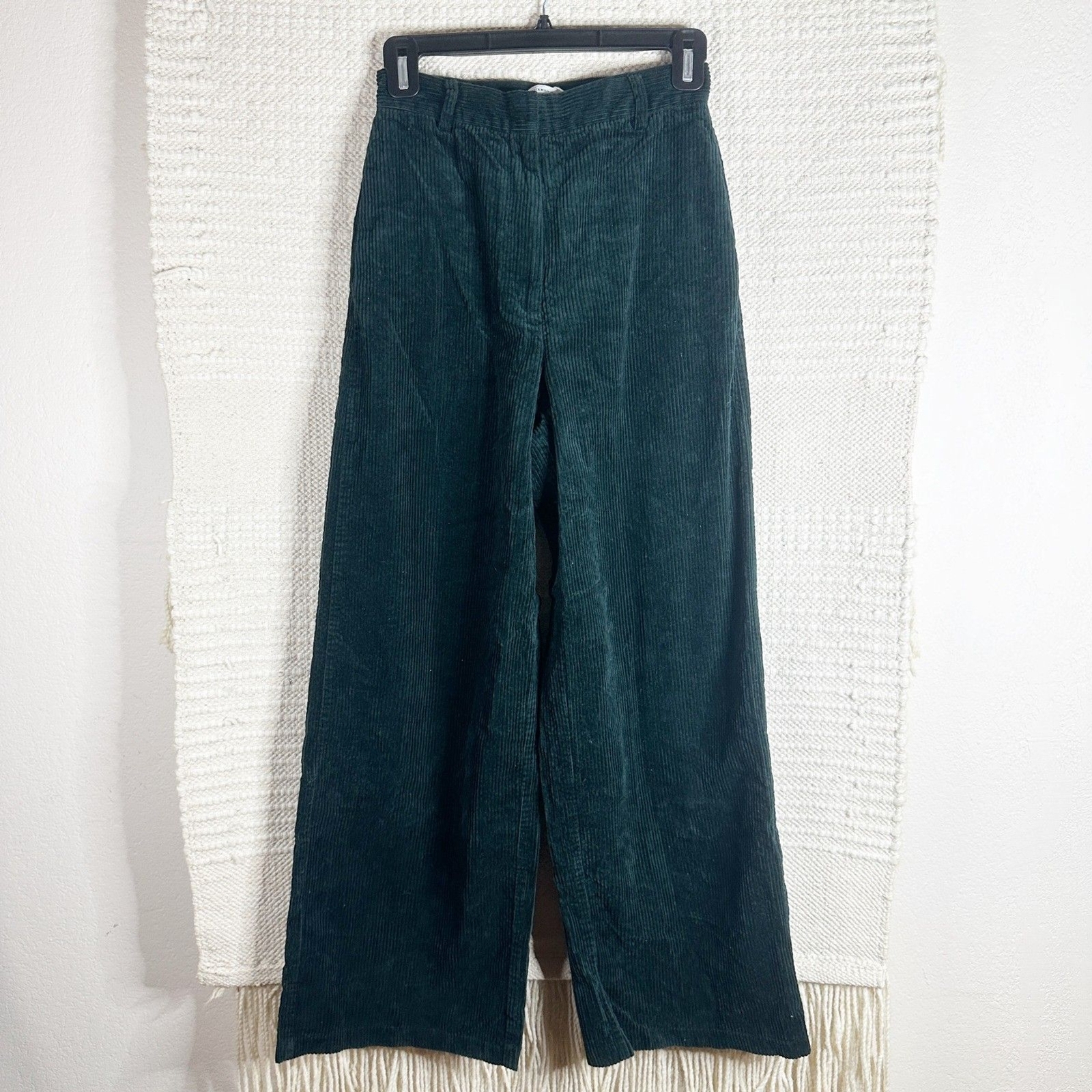 ALTRA & ALTRE STORIE pantalone in velluto a coste verde scuro vita alta gamba larga 2