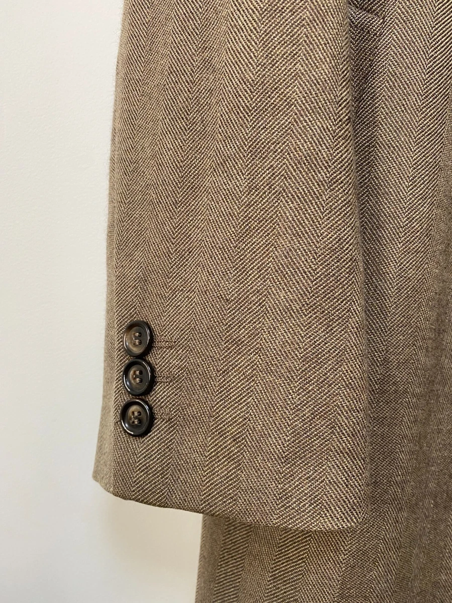 H M Men s Brown Textured Wool Cashmere Coat Size EU46 UK36 eBay