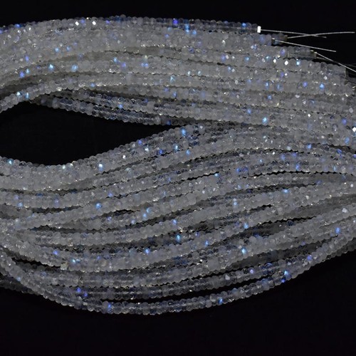 5 Stränge AAA+++ Natürlicher Blau Auffälliger Mondstein 3-4 MM Facettierte Ed... - Bild 1 von 12