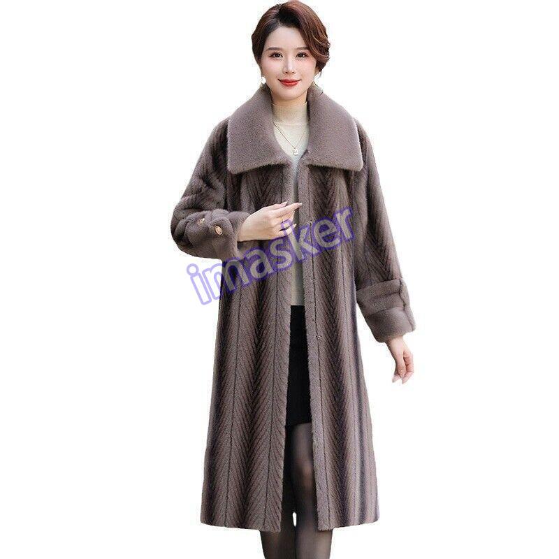 Luxury Women's Winter Mink Fur Coat Thick Long Jacket High Quality