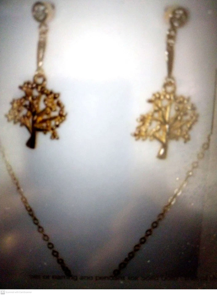 Juego de pendientes y colgantes oro macizo 18k - árbol de la vida Foto 3 de 4