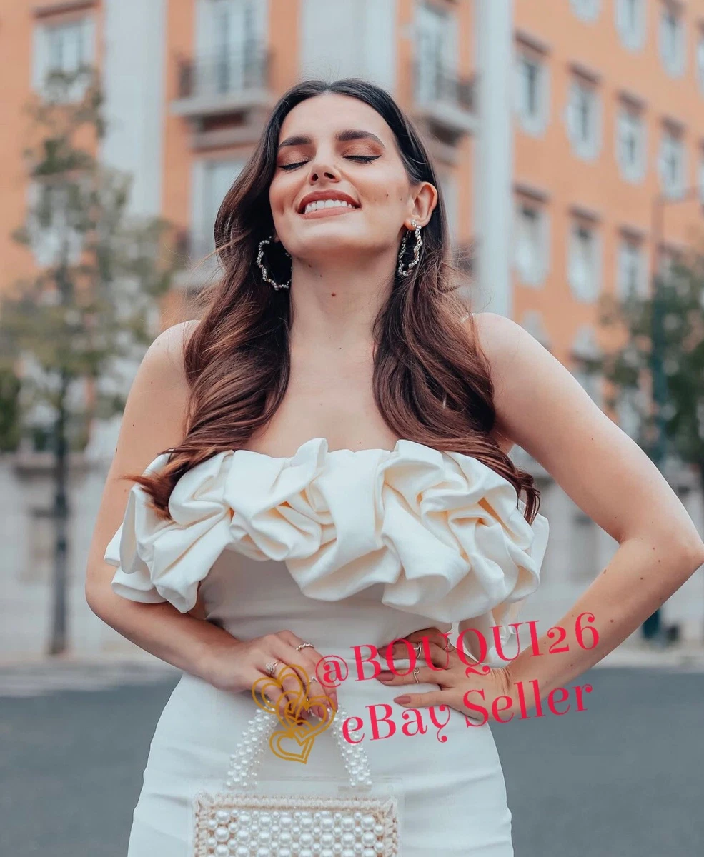 ZARA NEW WOMAN VOLUMINOUS SATIN EFFECT DRESS OYSTER WHITE REF