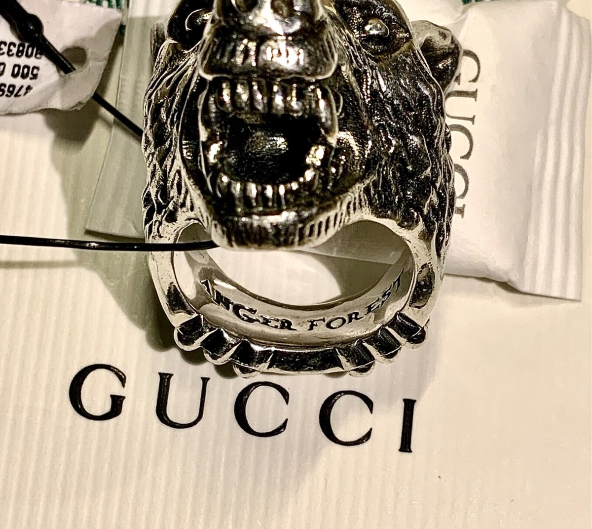 Gucci Anger Forrest LARGE Wolf Head Solid 925 Silver Ring Gucci Anger Forrest LARGE Wolf Head Solid 925 Silver Ring