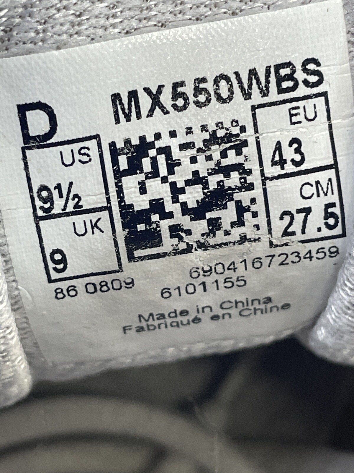 NEW BALANCE 550 MX550WBS Men’s Size 9.5 White Gray Sneakers Lace Up thumbnail 7