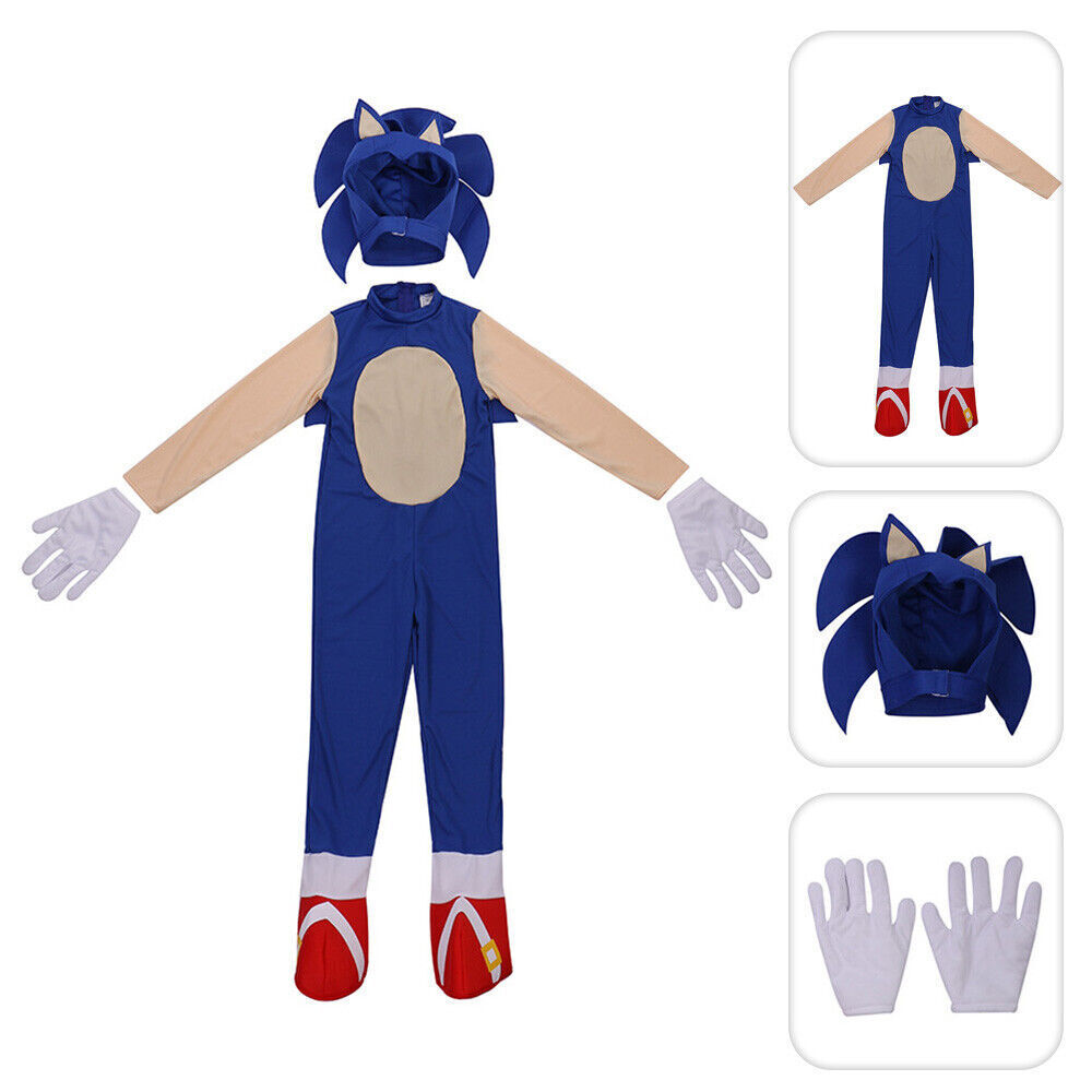 Boys Girls Sonic The Hedgehog Jumpsuit Cosplay Costume Fancy Dress